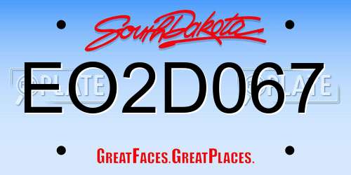 EO2D067 South Dakota License Plate