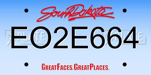 EO2E664 South Dakota License Plate