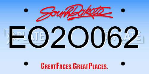 EO2O062 South Dakota License Plate