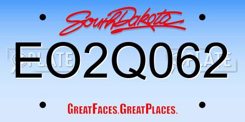 EO2Q062 South Dakota License Plate