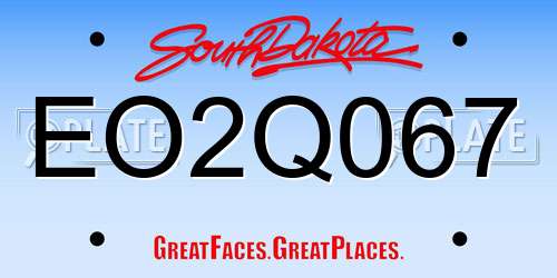 EO2Q067 South Dakota License Plate