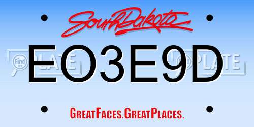EO3E9D South Dakota License Plate