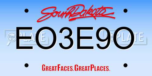 EO3E9O South Dakota License Plate