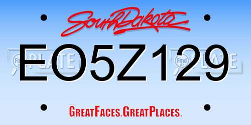 EO5Z129 South Dakota License Plate