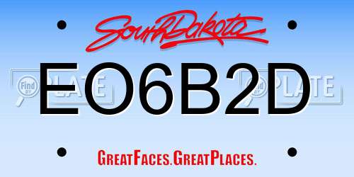 EO6B2D South Dakota License Plate