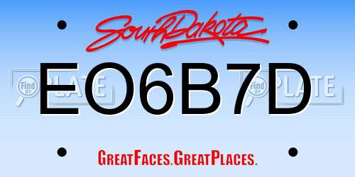 EO6B7D South Dakota License Plate