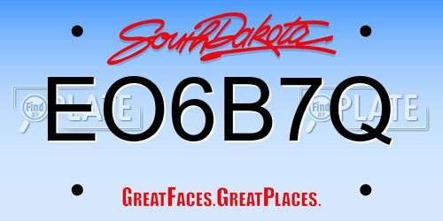 EO6B7Q South Dakota License Plate