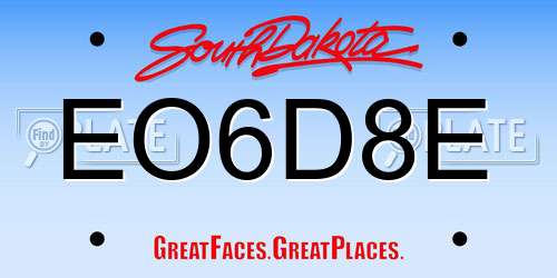EO6D8E South Dakota License Plate