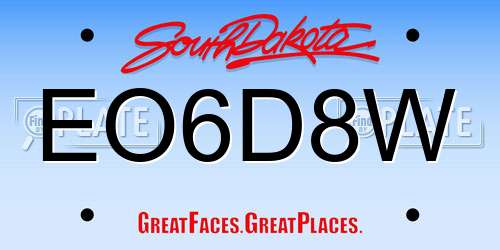 EO6D8W South Dakota License Plate
