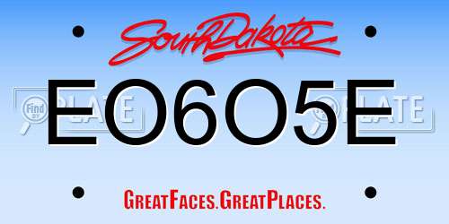 EO6O5E South Dakota License Plate