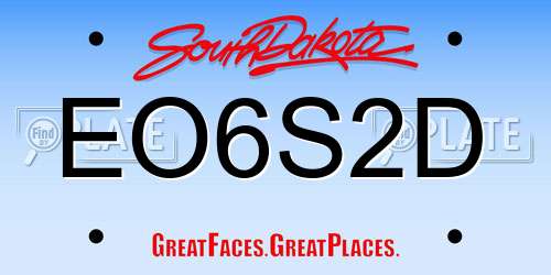 EO6S2D South Dakota License Plate