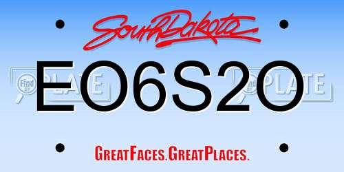 EO6S2O South Dakota License Plate