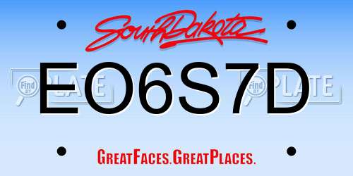EO6S7D South Dakota License Plate