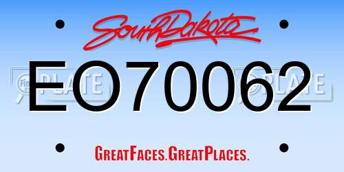EO70062 South Dakota License Plate