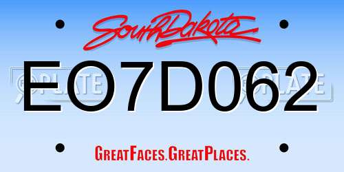 EO7D062 South Dakota License Plate