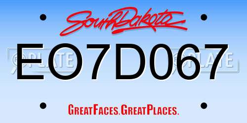 EO7D067 South Dakota License Plate