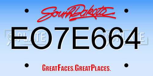 EO7E664 South Dakota License Plate