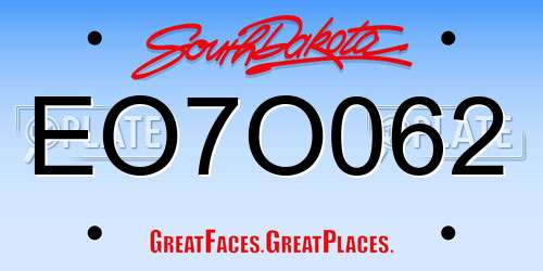 EO7O062 South Dakota License Plate