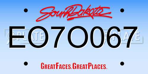 EO7O067 South Dakota License Plate