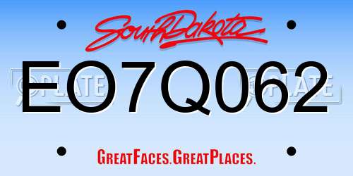 EO7Q062 South Dakota License Plate