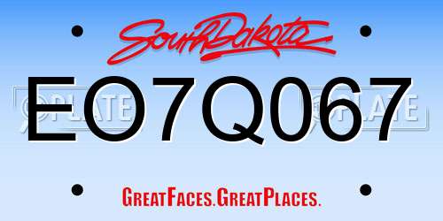 EO7Q067 South Dakota License Plate