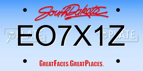 EO7X1Z South Dakota License Plate