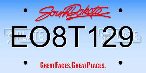 EO8T129 South Dakota License Plate