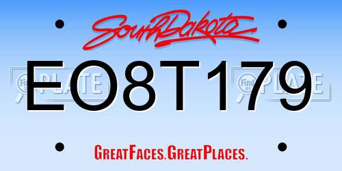 EO8T179 South Dakota License Plate