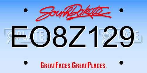 EO8Z129 South Dakota License Plate