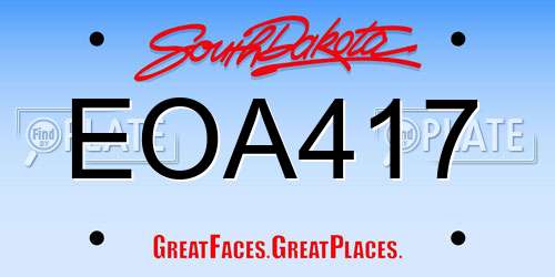 EOA417 South Dakota License Plate