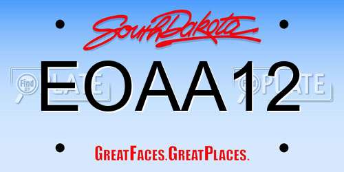 EOAA12 South Dakota License Plate