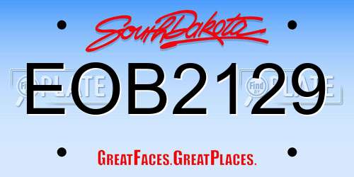EOB2129 South Dakota License Plate