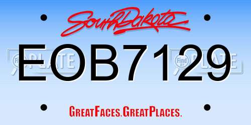 EOB7129 South Dakota License Plate