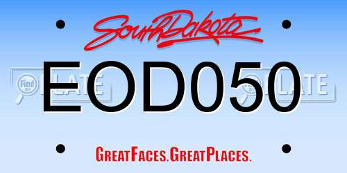EOD050 South Dakota License Plate