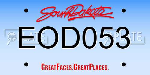 EOD053 South Dakota License Plate