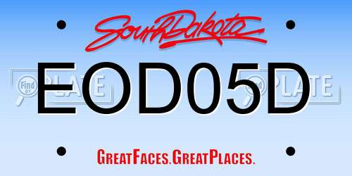 EOD05D South Dakota License Plate