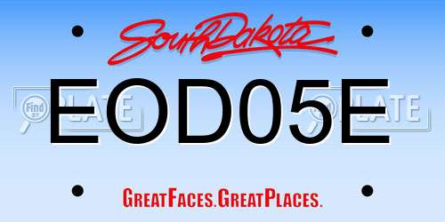 EOD05E South Dakota License Plate