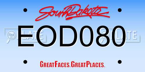 EOD080 South Dakota License Plate