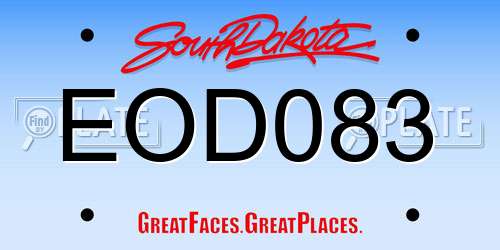 EOD083 South Dakota License Plate