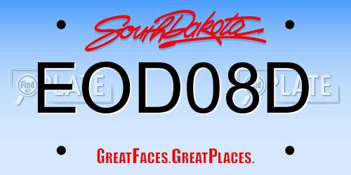 EOD08D South Dakota License Plate