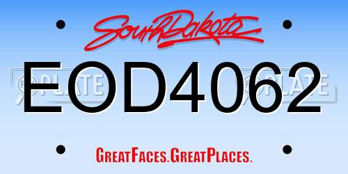 EOD4062 South Dakota License Plate