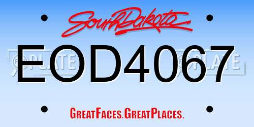EOD4067 South Dakota License Plate