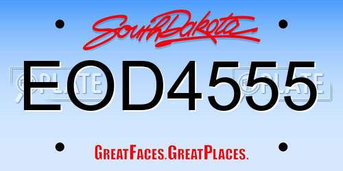 EOD4555 South Dakota License Plate