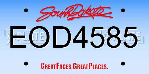 EOD4585 South Dakota License Plate