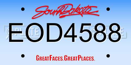 EOD4588 South Dakota License Plate