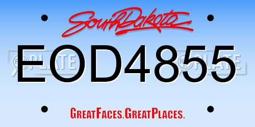 EOD4855 South Dakota License Plate