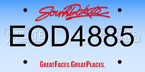 EOD4885 South Dakota License Plate