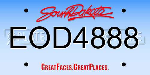 EOD4888 South Dakota License Plate