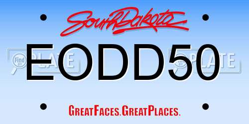 EODD50 South Dakota License Plate