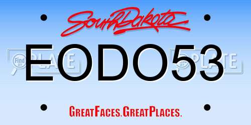 EODO53 South Dakota License Plate
